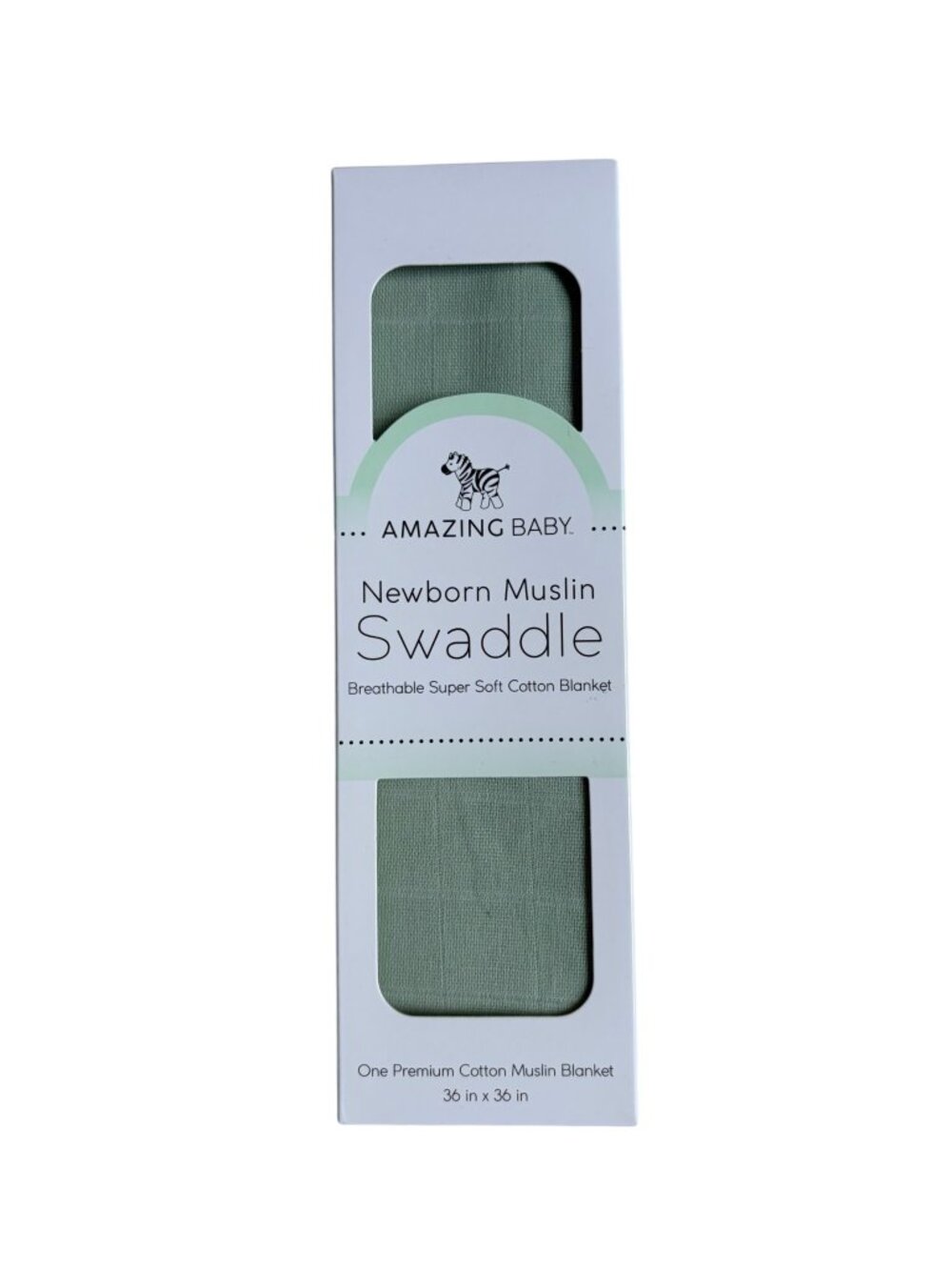 NWT Amazing Baby Newborn Muslin Swaddle Blanket (Sage‎ Green) - 46" x 46"